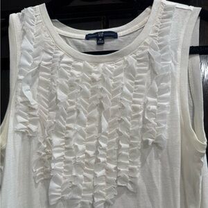 GAP White Ruffled Tank Top